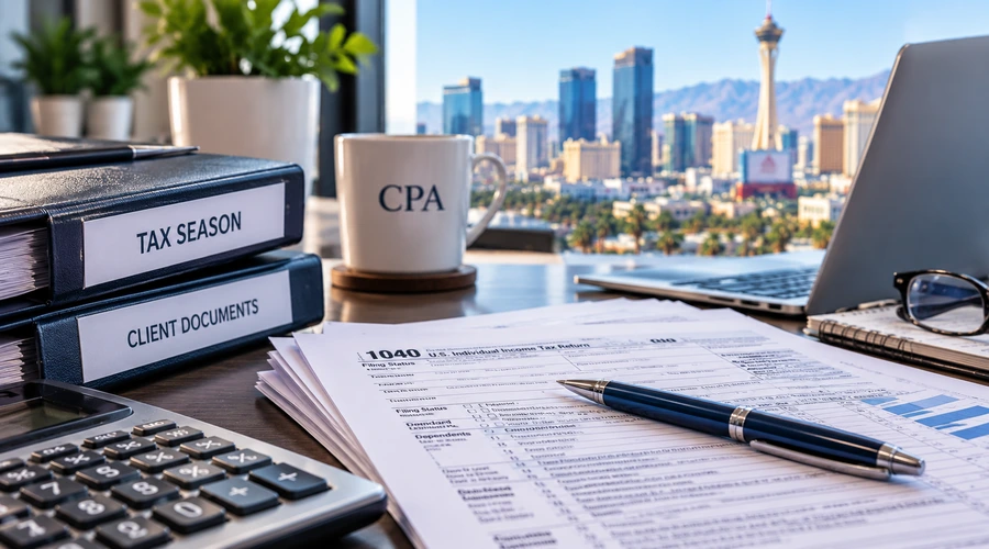 CPA workspace during tax season in Las Vegas